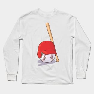 Baseball s Ball with Helmet and Bat Long Sleeve T-Shirt